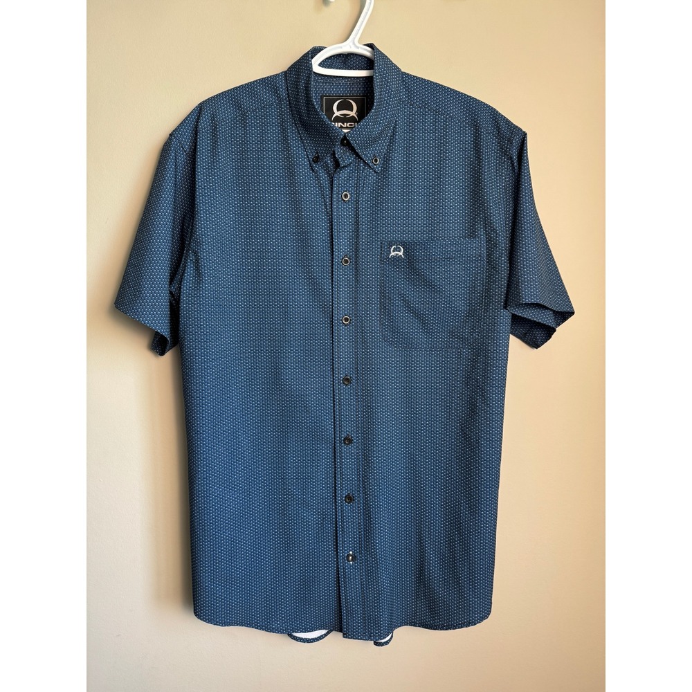 Cinch Mens Short Sleeve Button Down Shirt Western Cowboy Rodeo Blue Small S